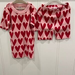 Hanna Andersson Pink and Red Heart Pajama Set